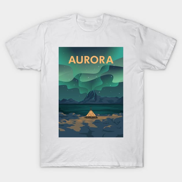 Camp night on aurora light T-Shirt by creative.z